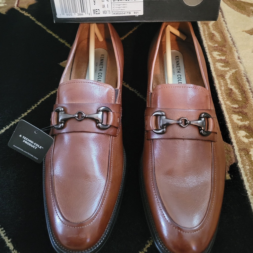 Kenneth Cole Brown Leather Slip-On Loafers